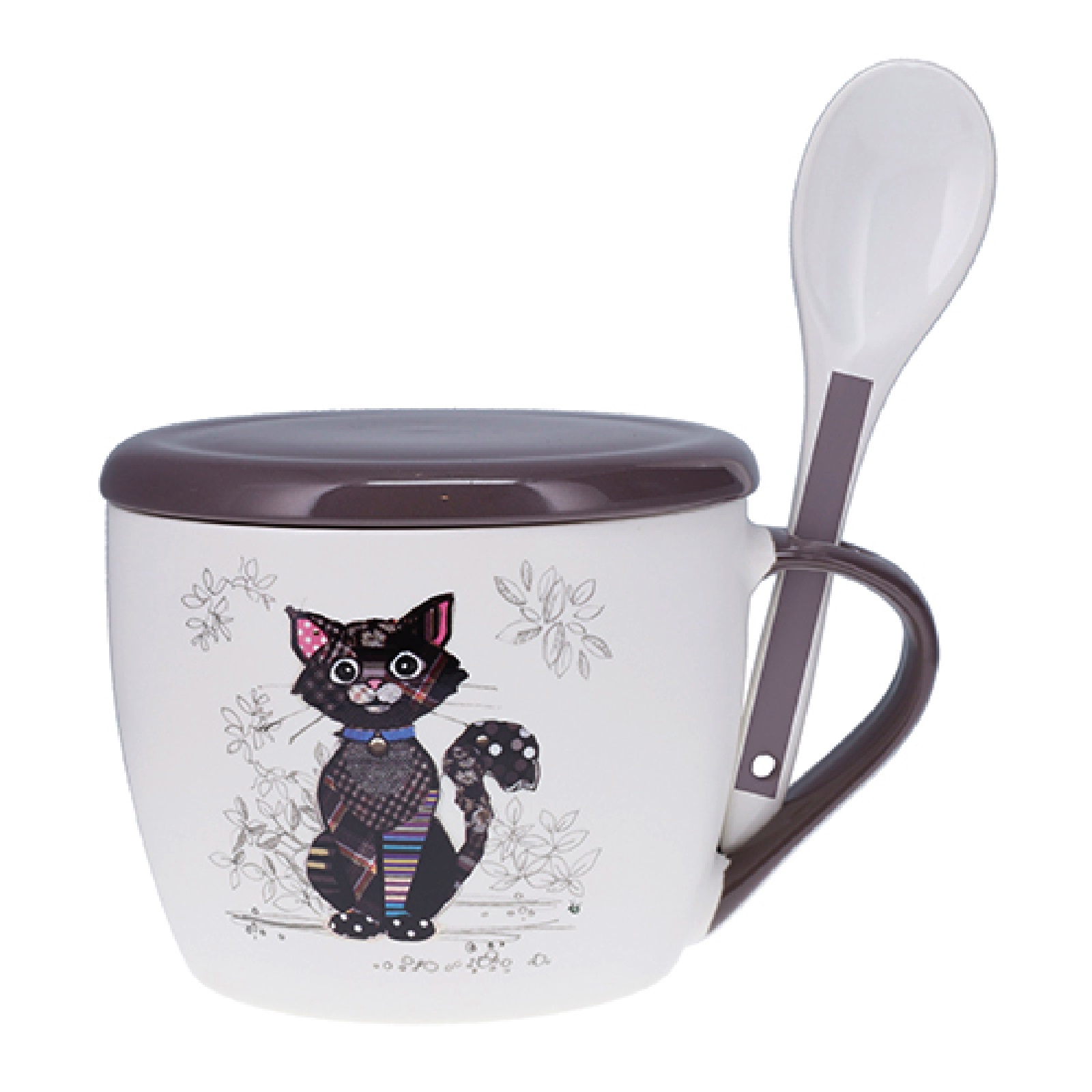 Bol à soupe avec couvercle en boite cadeau kook chat noir 650 ml - kiub