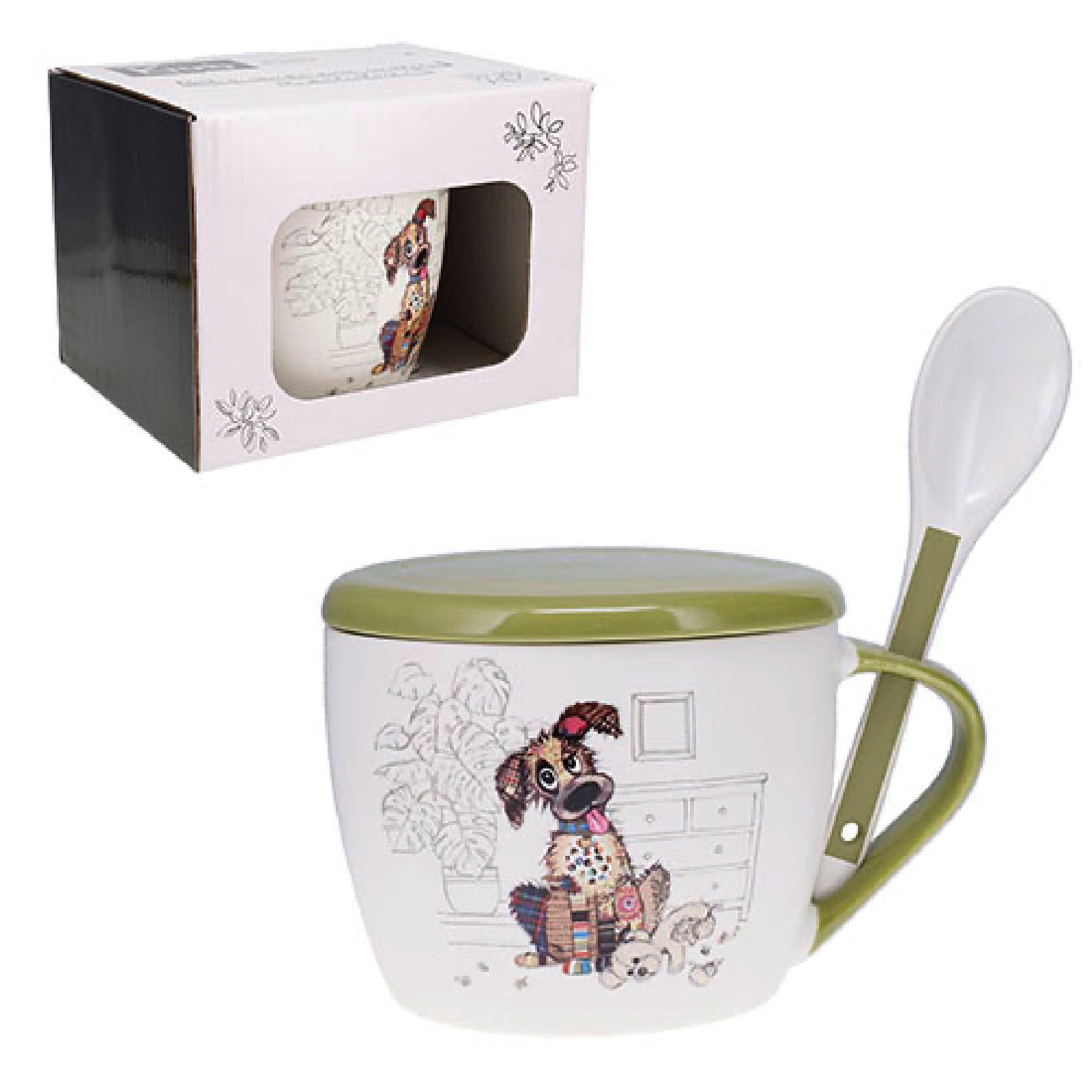 Bol à soupe avec couvercle en boite cadeau kook chien 650 ml - kiub