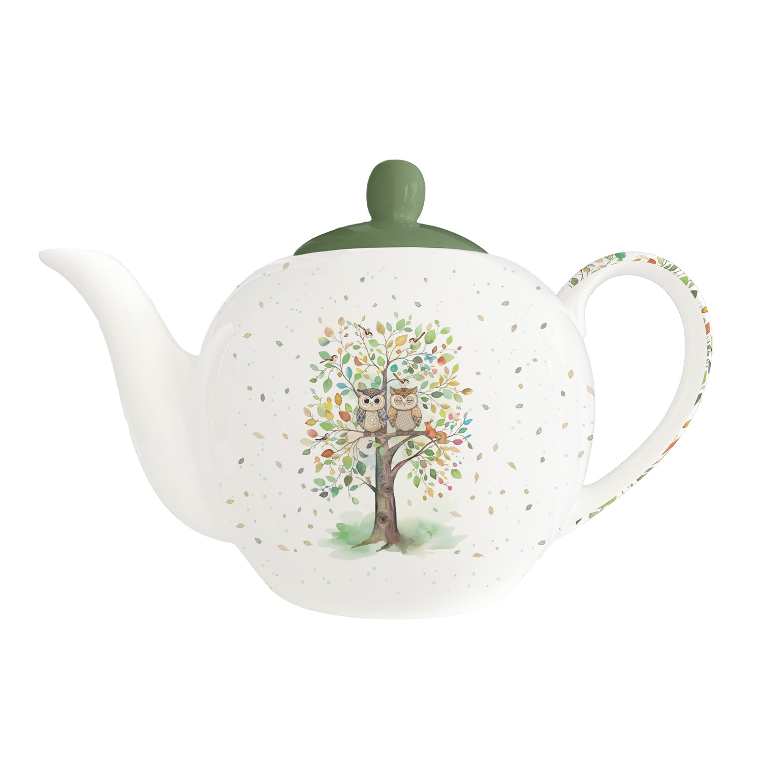 Théière en porcelaine en boite cadeau portofilio arbre couple chouettes 900ml - kiub