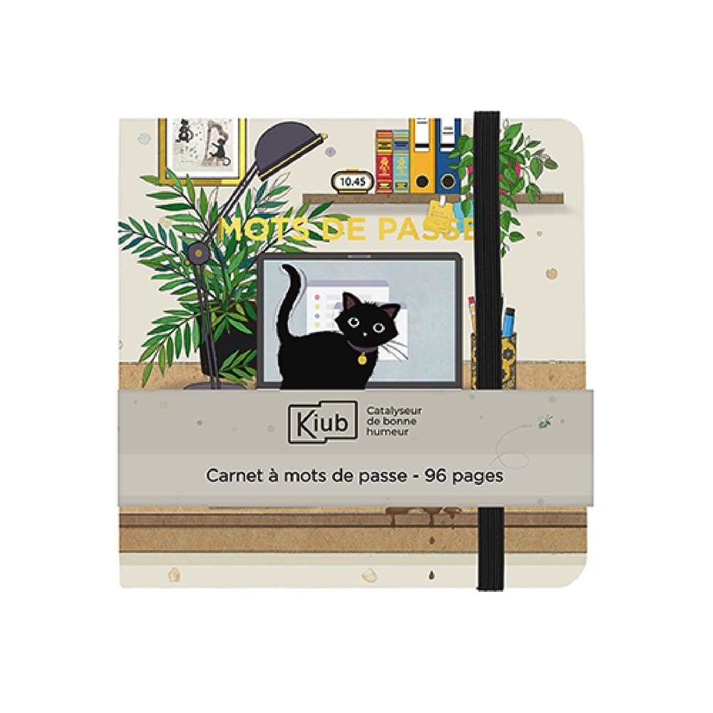 Carnet de mots de passe 11,5x11,5 cm bug art chaton ordinateur - kiub