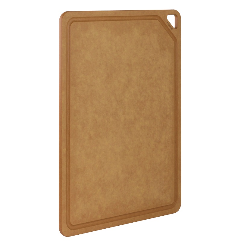 Planche a decouper avec rigole rectangulaire rainuree en fibre de bois 44x32x0,9 cm - cristel