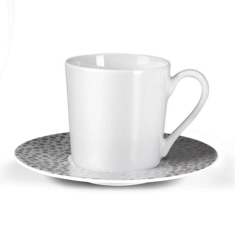 Lot de 6 tasses a cafe avec soucoupes baghera platinum - medard de noblat