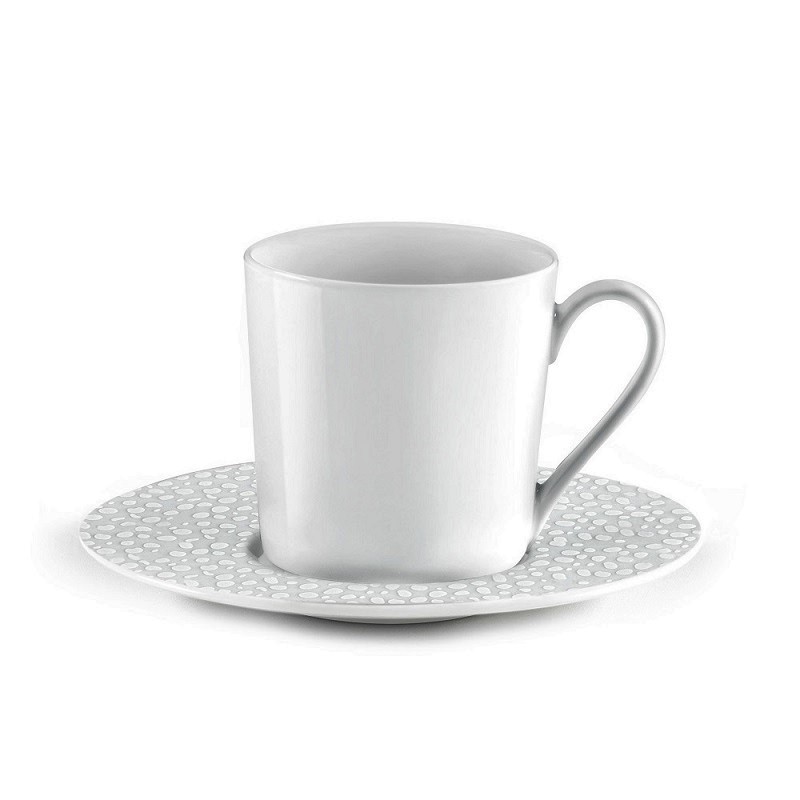 Lot de 6 tasses a cafe avec soucoupes baghera blanc - medard de noblat