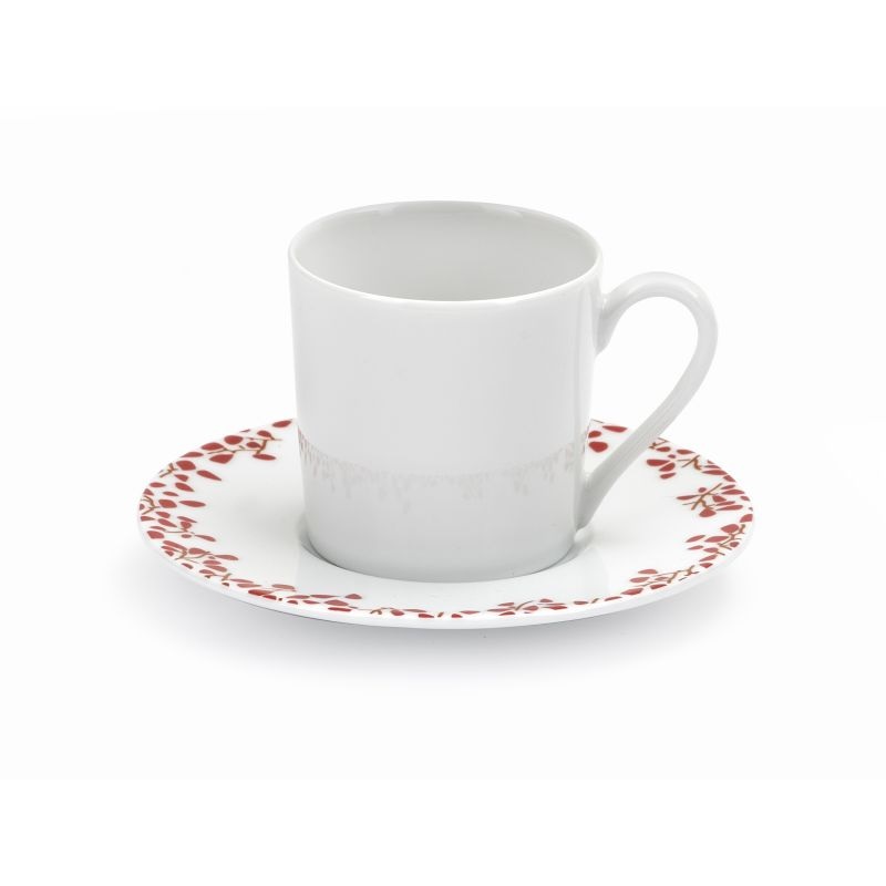 Lot de 6 tasses a cafe decor strawberry rouge - medard de noblat