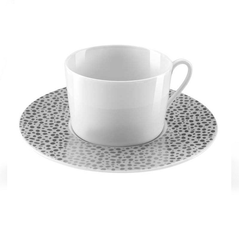 Lot de 6 tasses a the avec soucoupes baghera platinum - medard de noblat