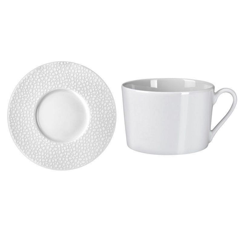 Lot de 6 tasses a the avec soucoupes baghera blanc - medard de noblat