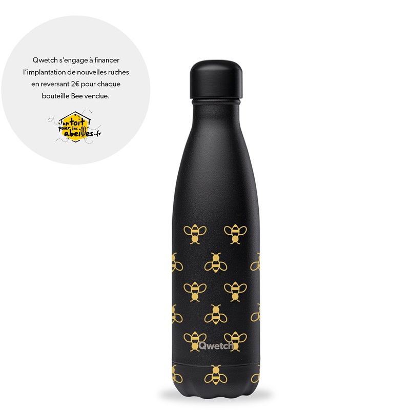 Bouteille isotherme - noir integral abeilles bee 500 ml - qwetch