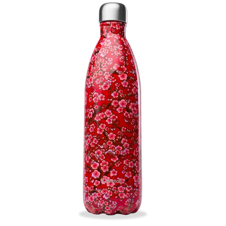 Bouteille isotherme - flowers rouge 1000 ml - qwetch