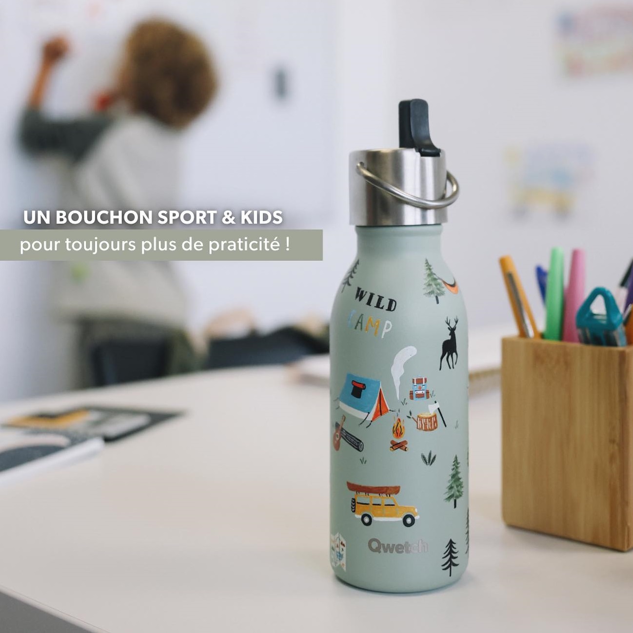 Bouchon sport active - inox pour bouteille active 350 ml 600 ml ou 1000 ml - qwetch