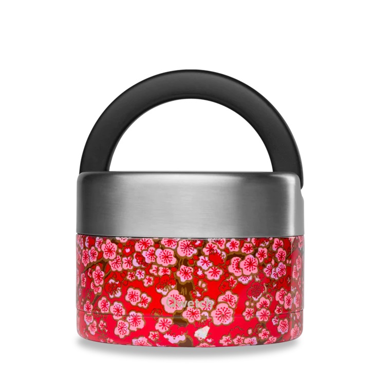 Boite repas isotherme avec poignée de portage - flowers rouge 650 ml - qwetch
