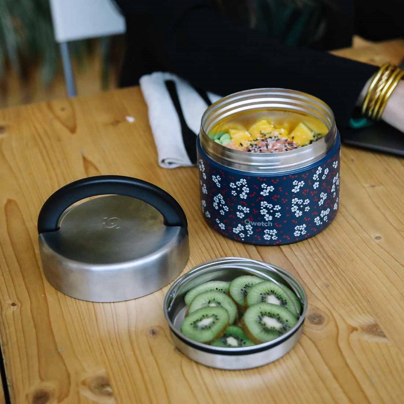 Boite repas isotherme avec poignée de portage - hanami bleu 850 ml - qwetch
