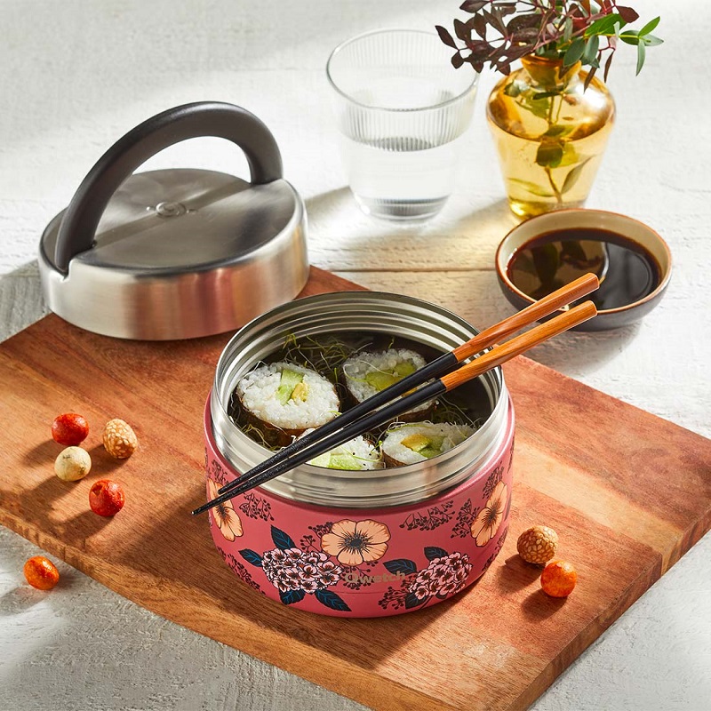 Boite repas isotherme avec poignée de portage - anemones 850 ml - qwetch
