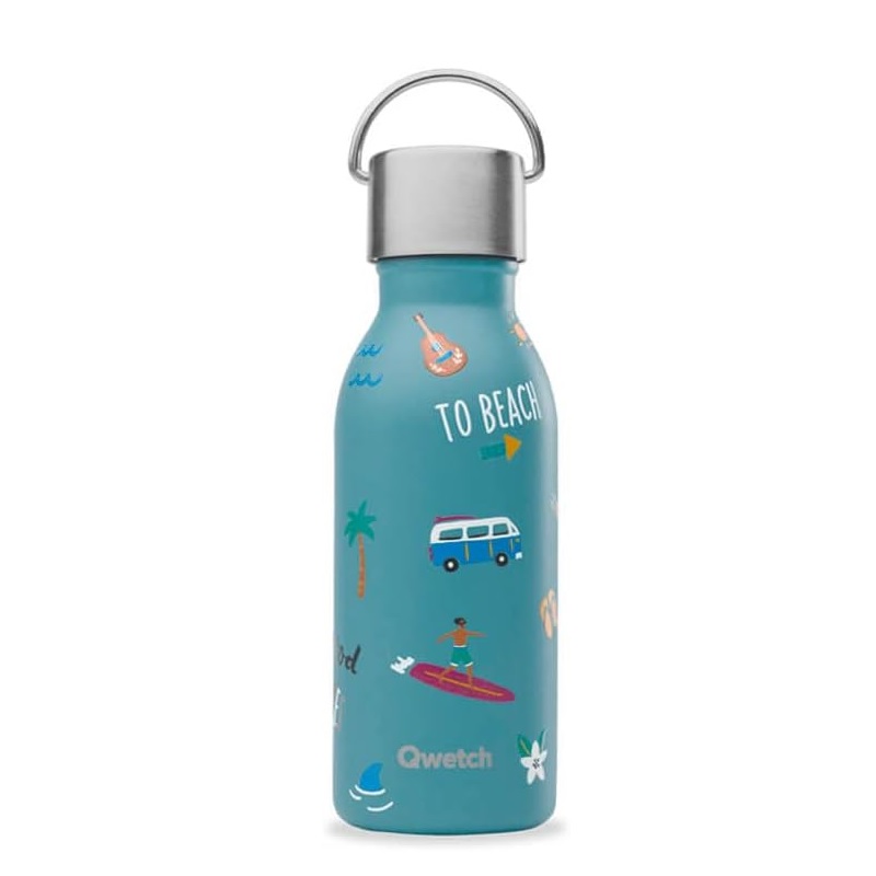 Bouteille isotherme - kids honolulu bleu acier 350 ml- qwetch