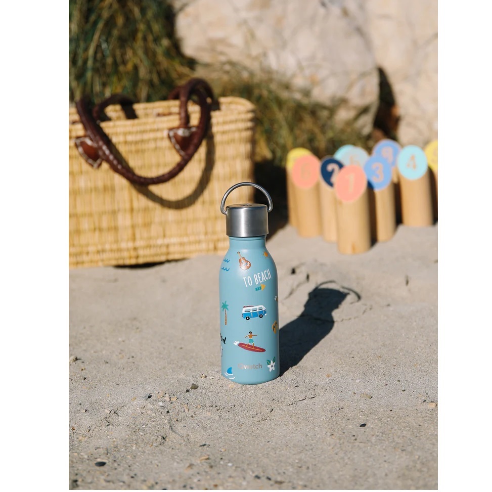 Bouteille isotherme - kids honolulu bleu acier 350 ml- qwetch