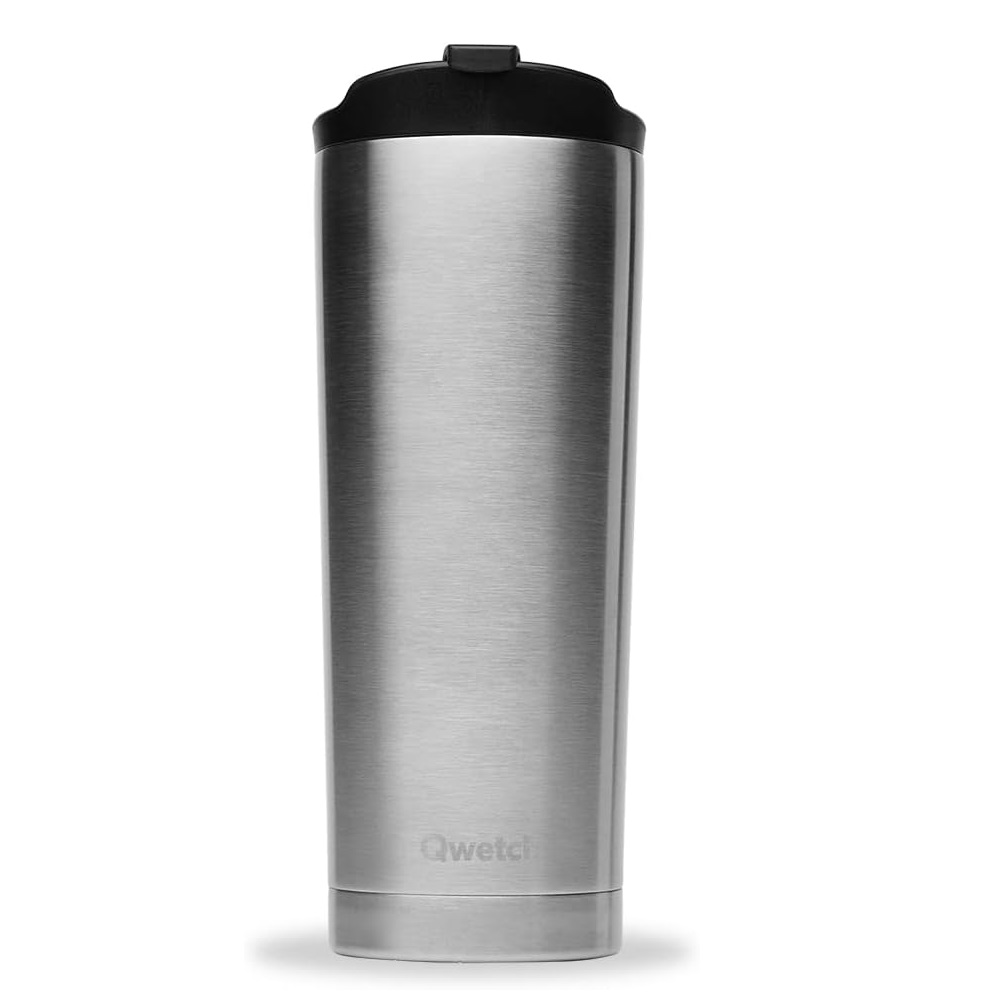 Travel mug inox isotherme inox brossé - 470ml - qwetch