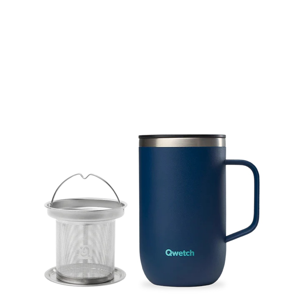 Mug tisanière isotherme inox matt bleu marine 470 ml - qwetch