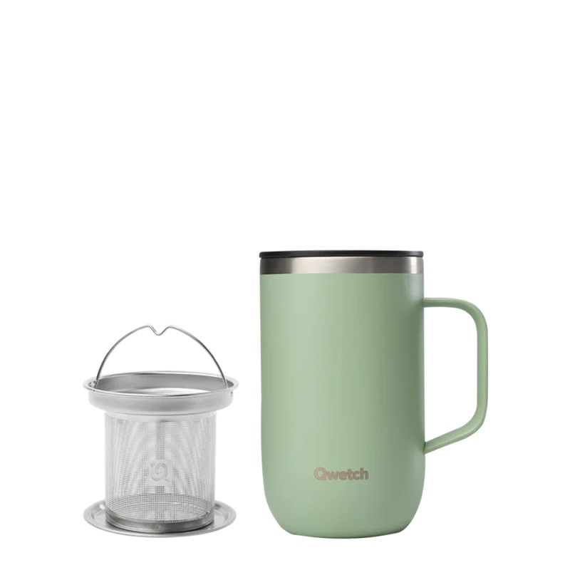 Mug tisanière isotherme inox matt vert tilleul 470 ml - qwetch