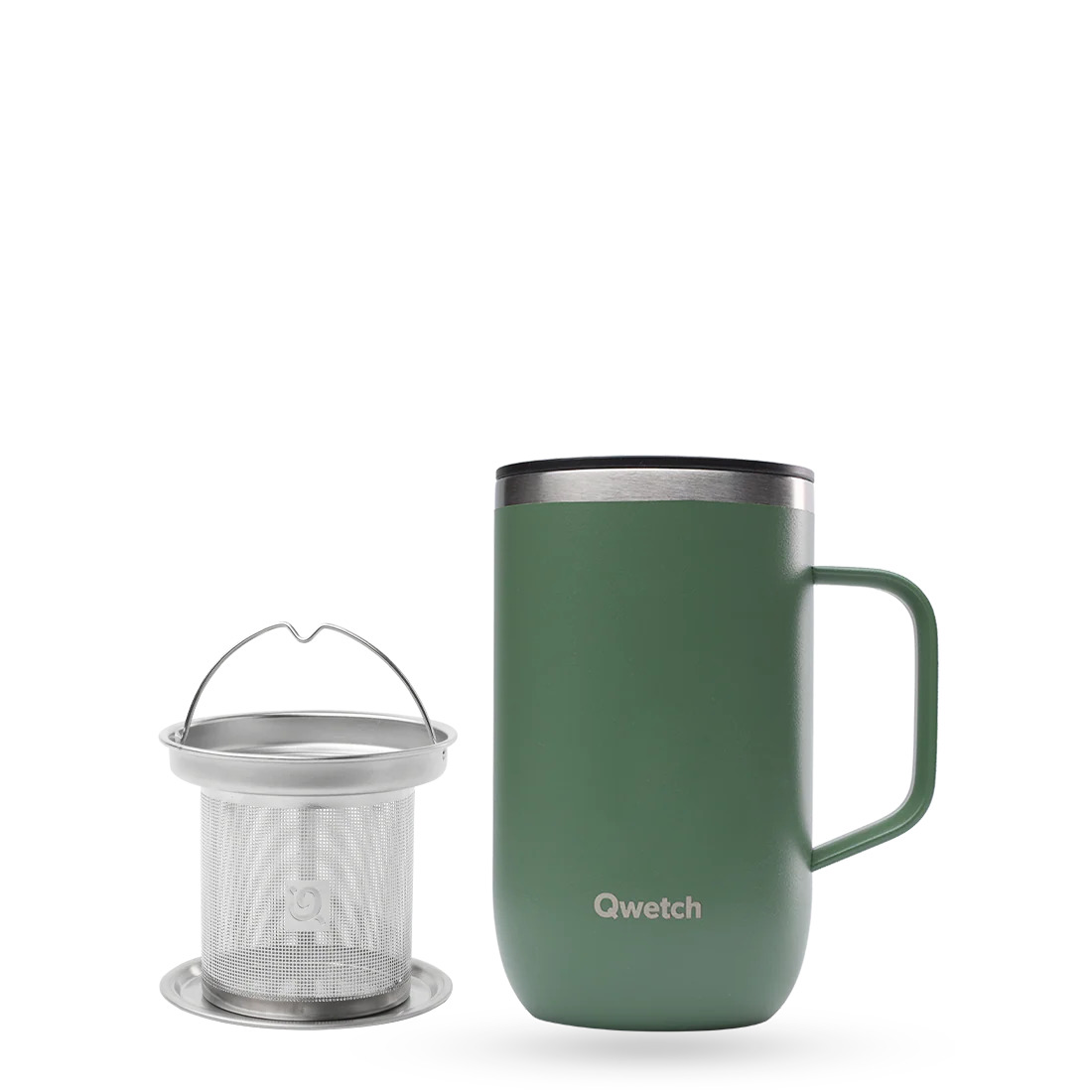 Mug tisanière isotherme inox matt kaki 470 ml - qwetch