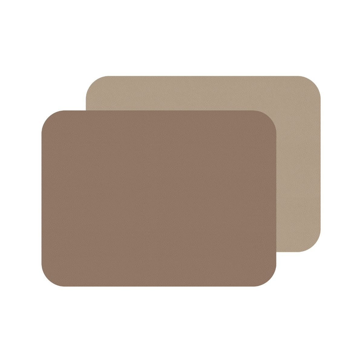 Lot de 2 sets de table rectangulaires en simili cuir réversible taupe et sable - freeform