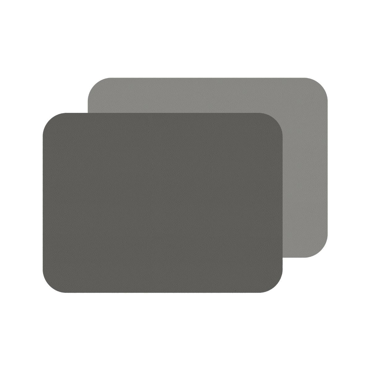 Lot de 2 sets de table rectangulaires en simili cuir réversible gris clair et gris foncé - freeform