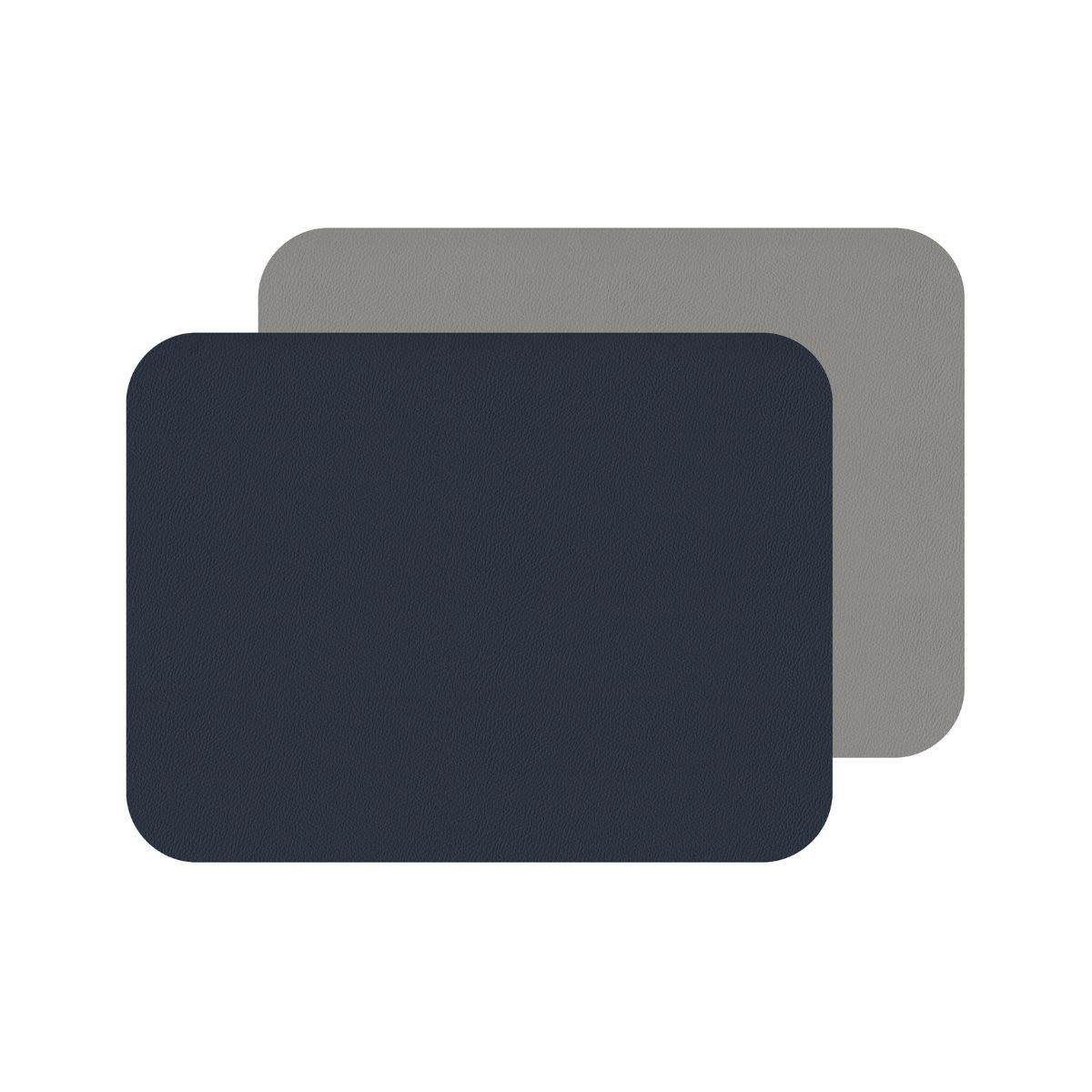Lot de 2 sets de table rectangulaires en simili cuir réversible bleu marine et gris - freeform
