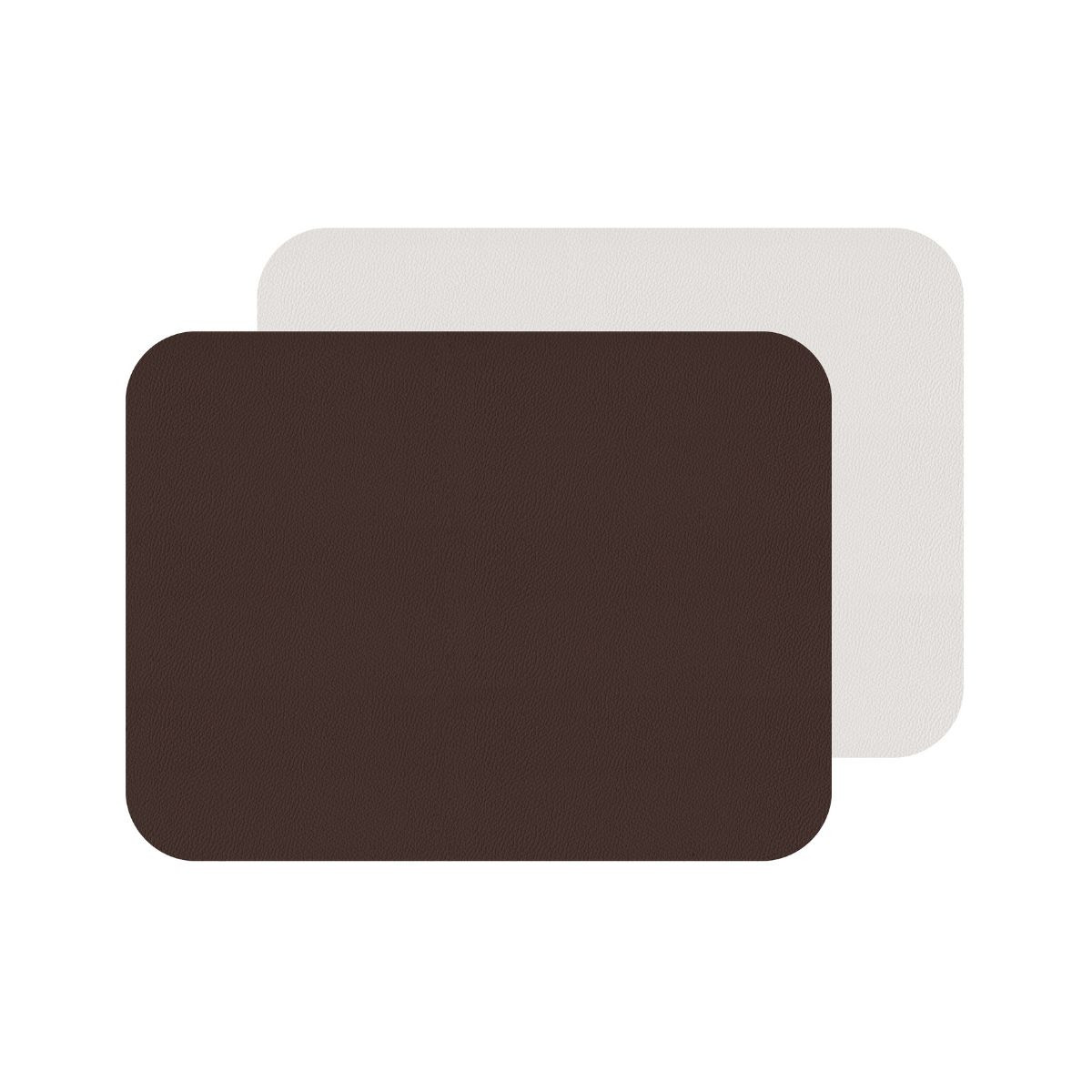Lot de 2 sets de table rectangulaires en simili cuir réversible chocolat et blanc - freeform