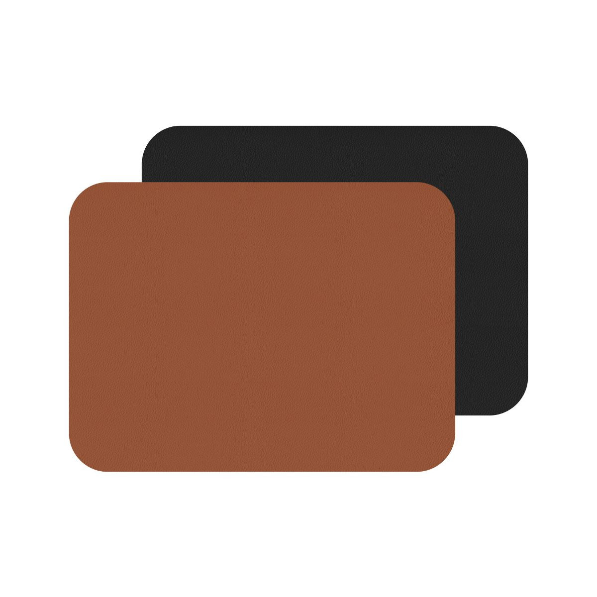Lot de 2 sets de table rectangulaires en simili cuir réversible brique et noir - freeform