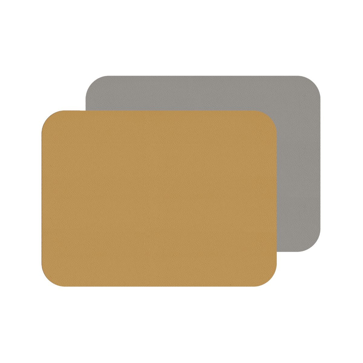Lot de 2 sets de table rectangulaires en simili cuir réversible gris et moutarde - freeform