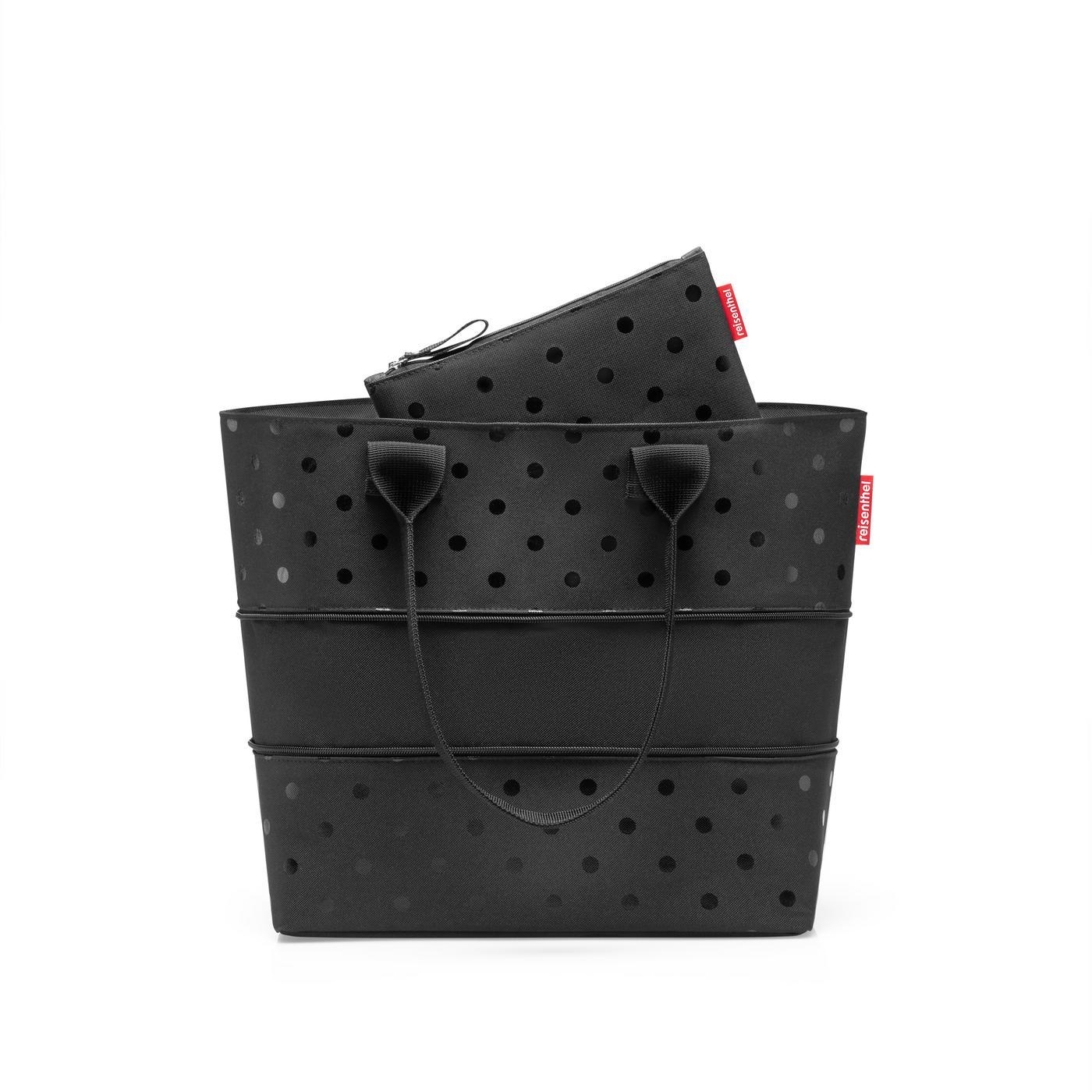 Ensemble 1 shopper e1 sac de courses extensible et 1 trousse glossy dots black - reisenthel
