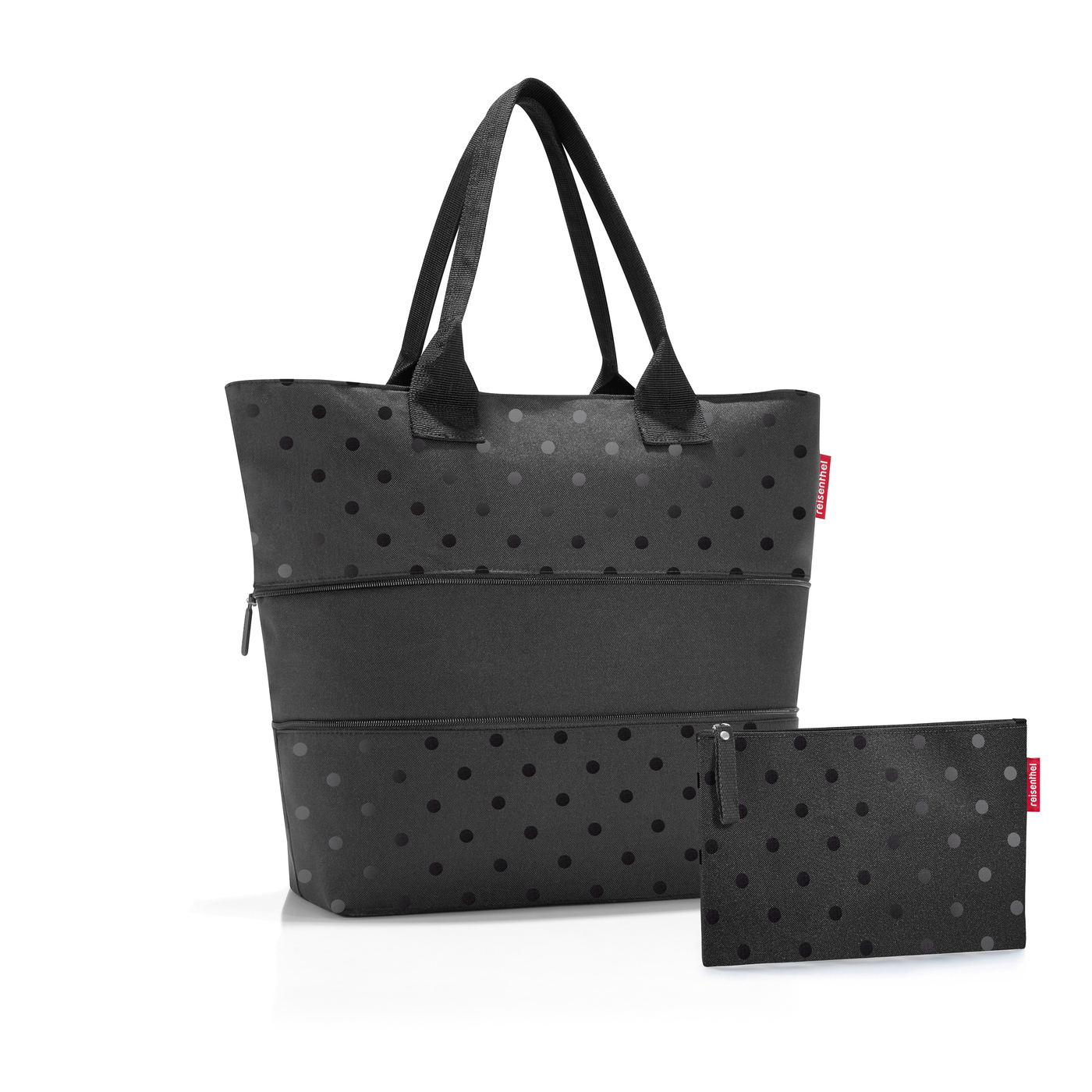 Ensemble 1 shopper e1 sac de courses extensible et 1 trousse glossy dots black - reisenthel