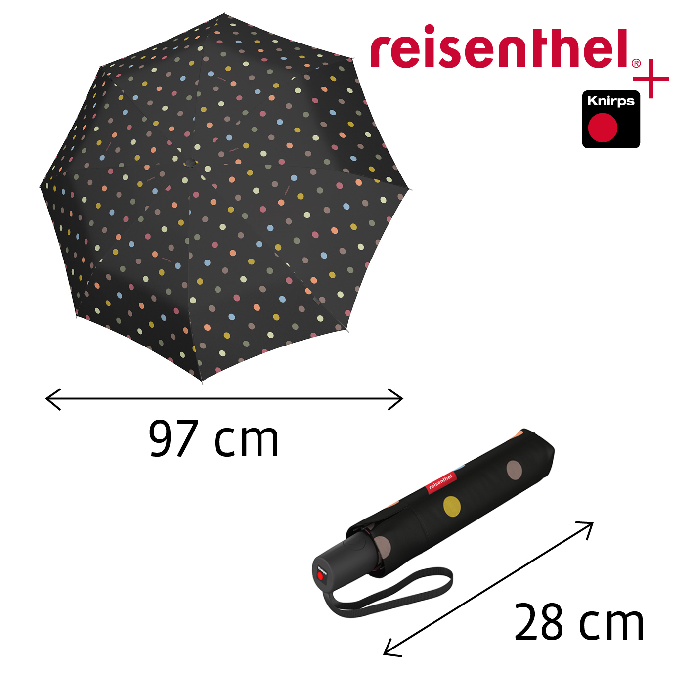 Parapluie pliable rétractable duomatic dots - reisenthel