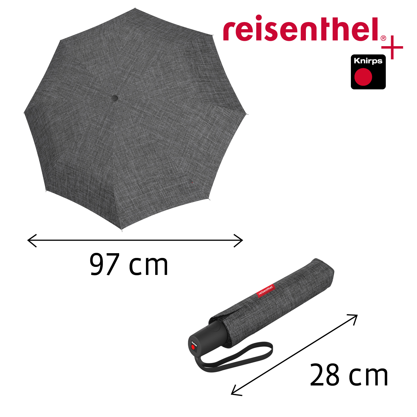 Parapluie pliable rétractable duomatic twist silver - reisenthel