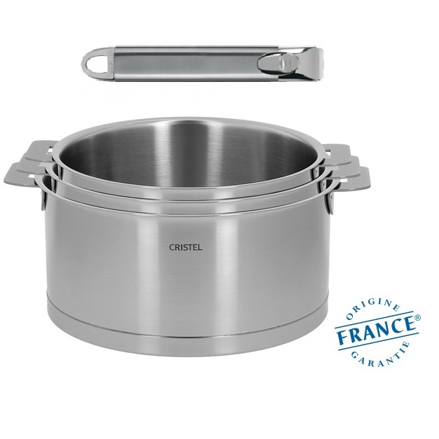 Serie 3 casseroles 16 a 20 cm strate amovile + poignee zenith - cristel