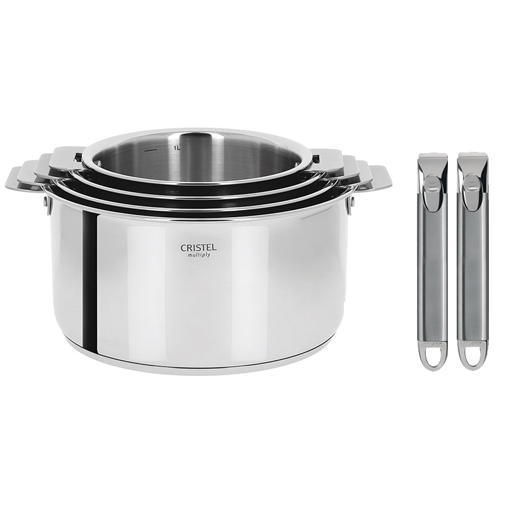 Serie de 4 casseroles casteline multiply amovible + 2 poignees zenith - cristel