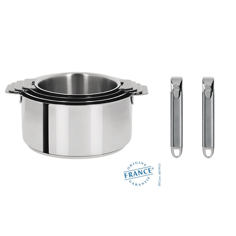 Serie de 4 casseroles amovibles 14 a 20 cm +2 poignees amovibles zenith - cristel