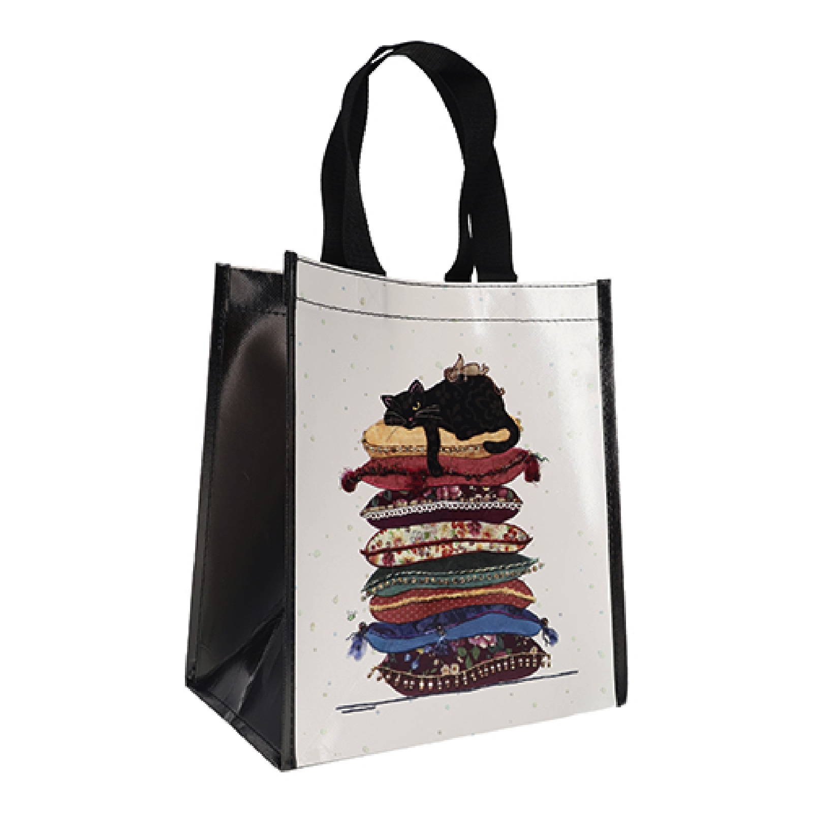Sac cabas en plastique recyclé bug art chat coussins 26x29 cm - kiub