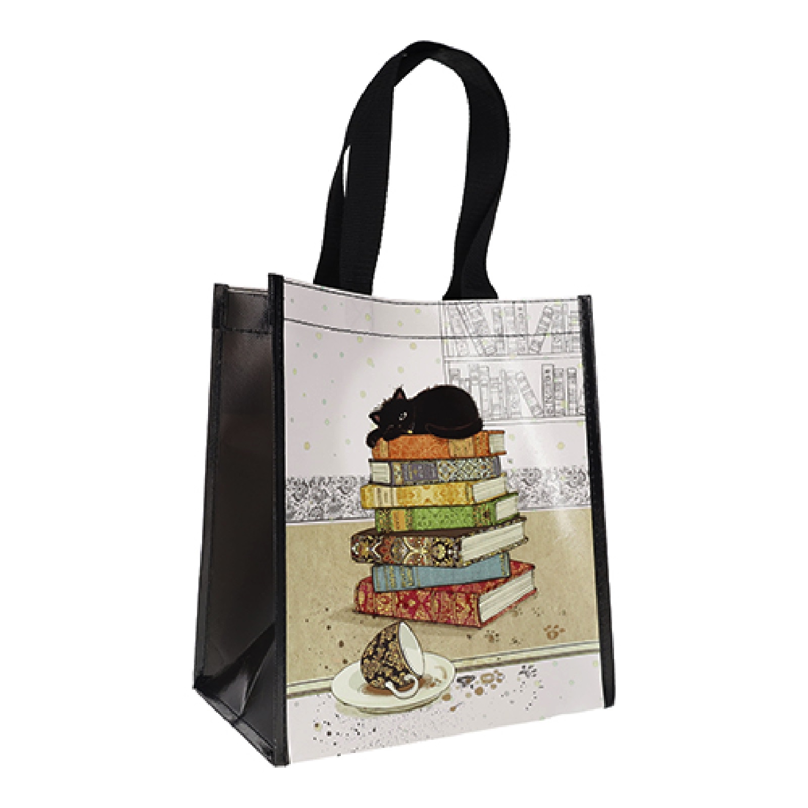 Sac cabas en plastique recyclé bug art chat livres 26x29 cm - kiub