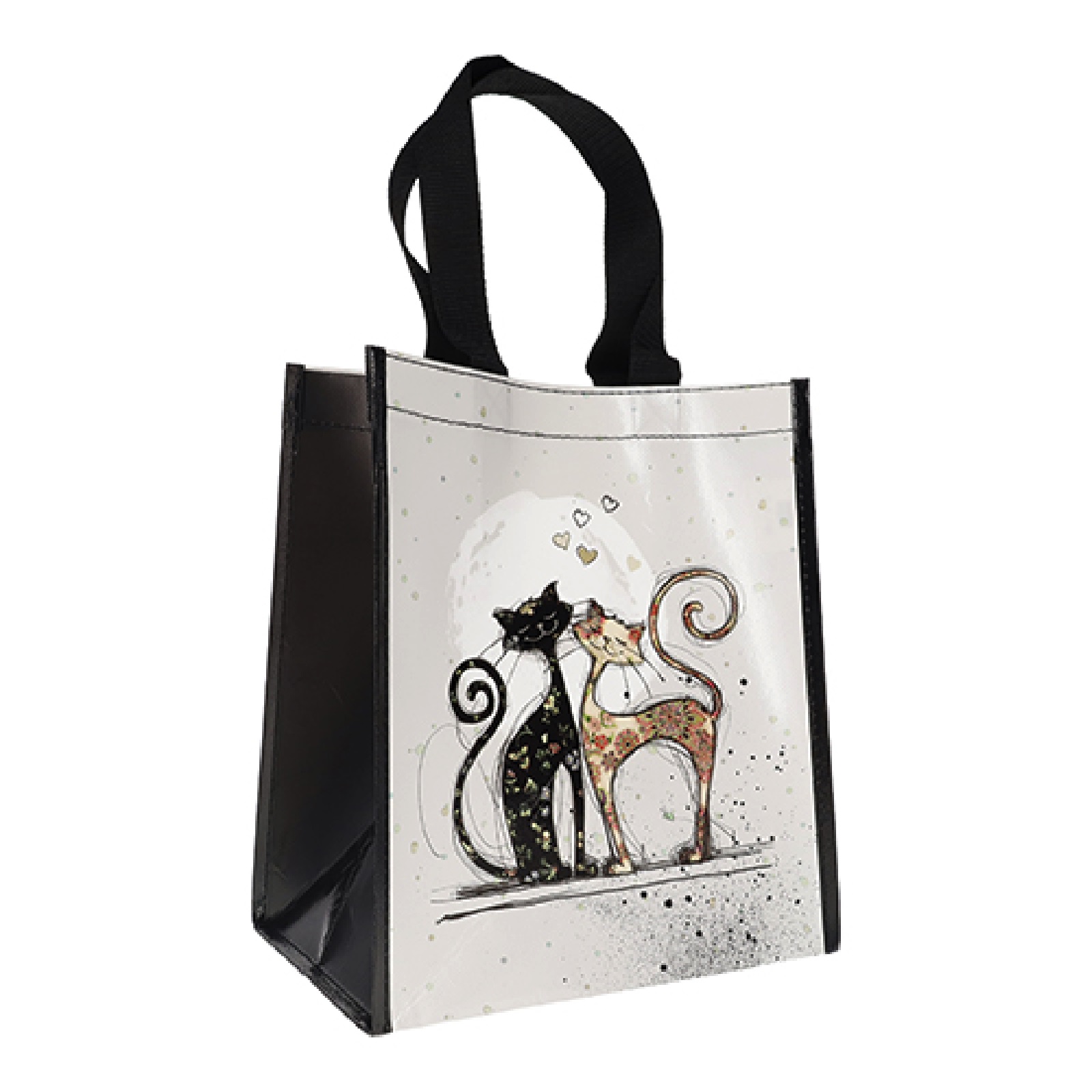 Sac cabas en plastique recyclé bug art chat amoureux 26x29 cm - kiub