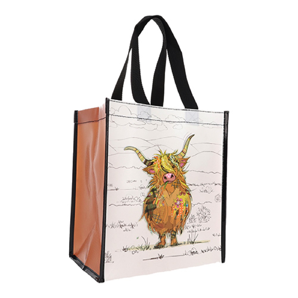 Sac cabas en plastique recycle kook vache ecossaise - kiub