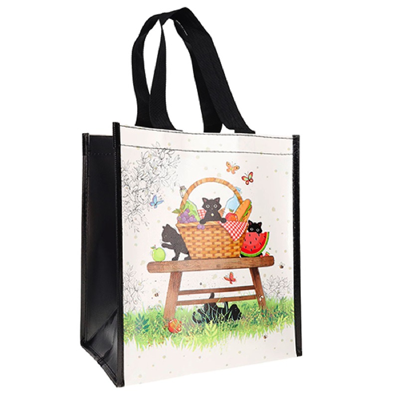 Sac cabas en plastique recyclé bug art chaton pic nic 29x26 cm - kiub