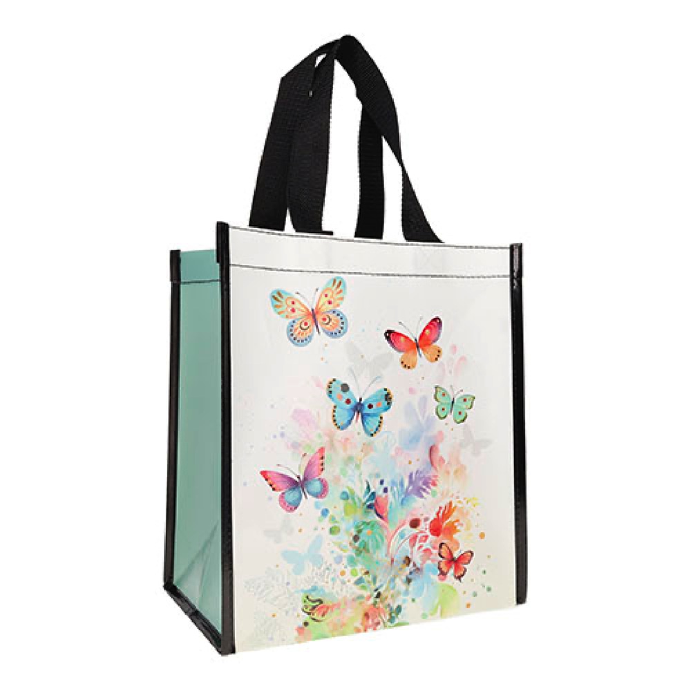 Sac cabas en plastique recyclé portfolio papillons 26x29cm - kiub