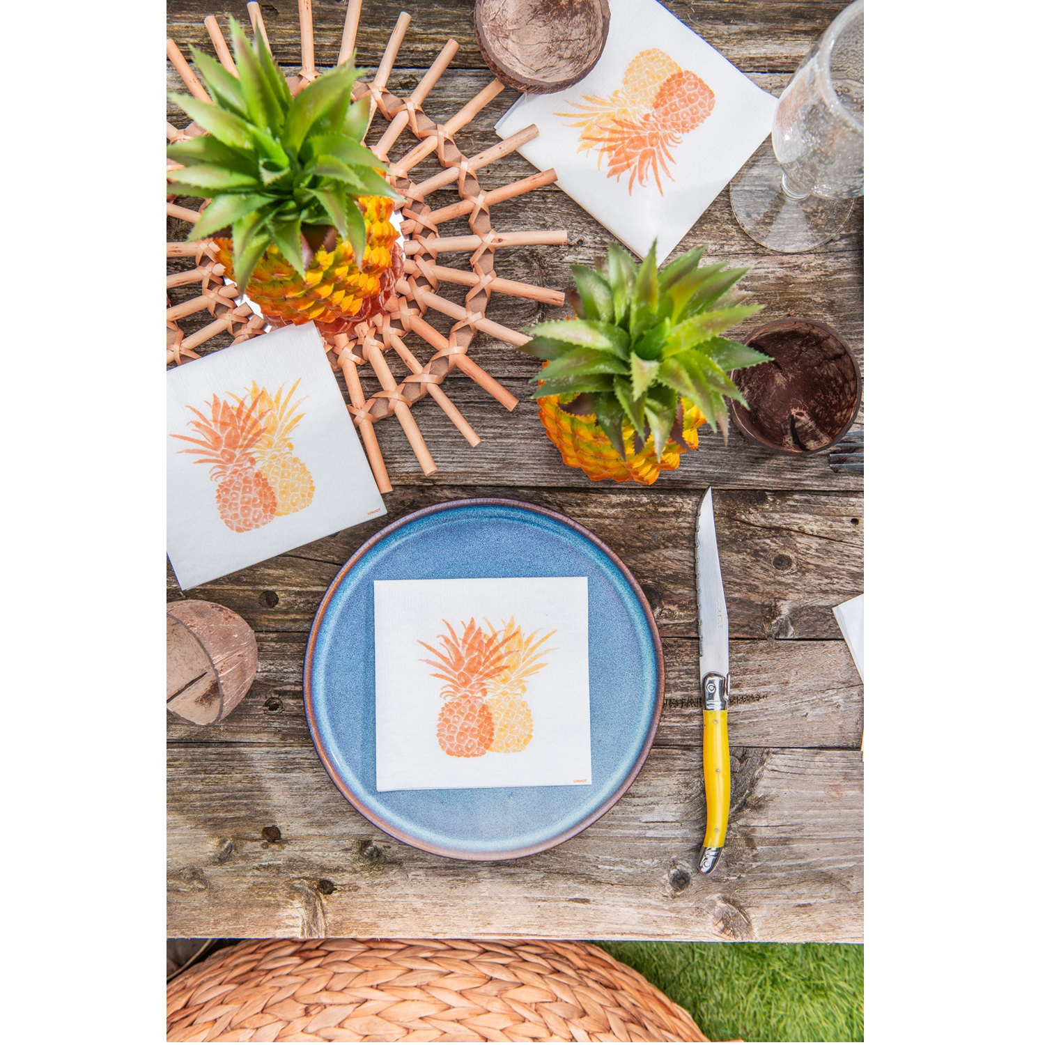 Lot de 20 serviettes intissées 25 x 25 cm ananas - francoise paviot