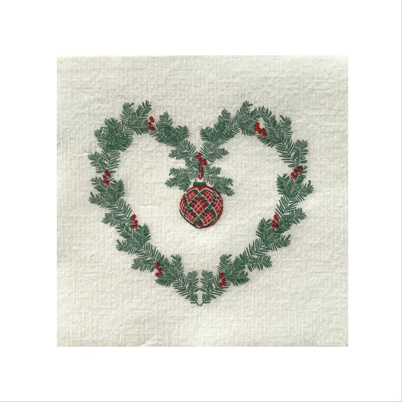 Lot de 20 serviettes intissées 25 x 25 cm coeur sapin - francoise paviot