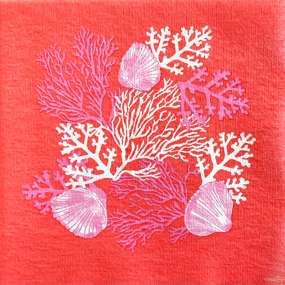 Lot de 20 serviettes intissées 25 x 25 cm corail - francoise paviot