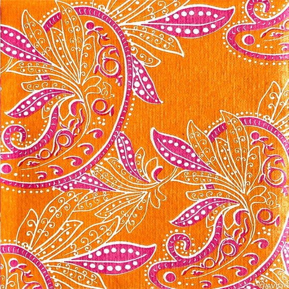 Lot de 20 serviettes intissées 25 x 25 cm indienne - francoise paviot