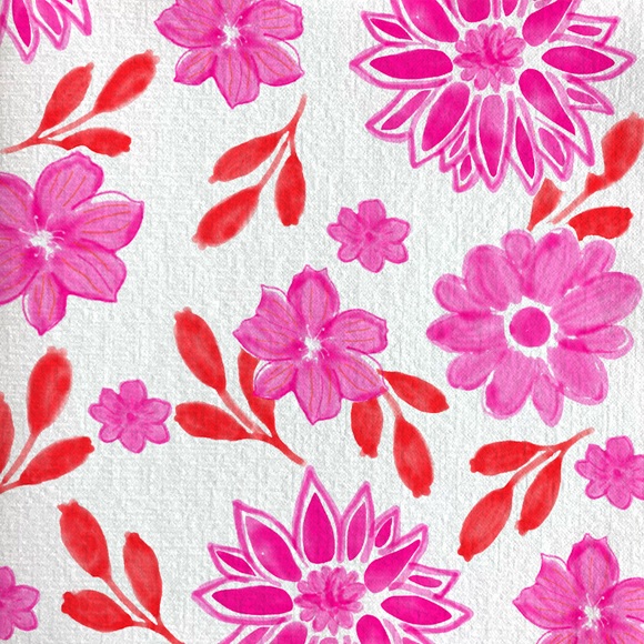 Lot de 20 serviettes intissées 25 x 25 cm maxi fleurs roses - francoise paviot
