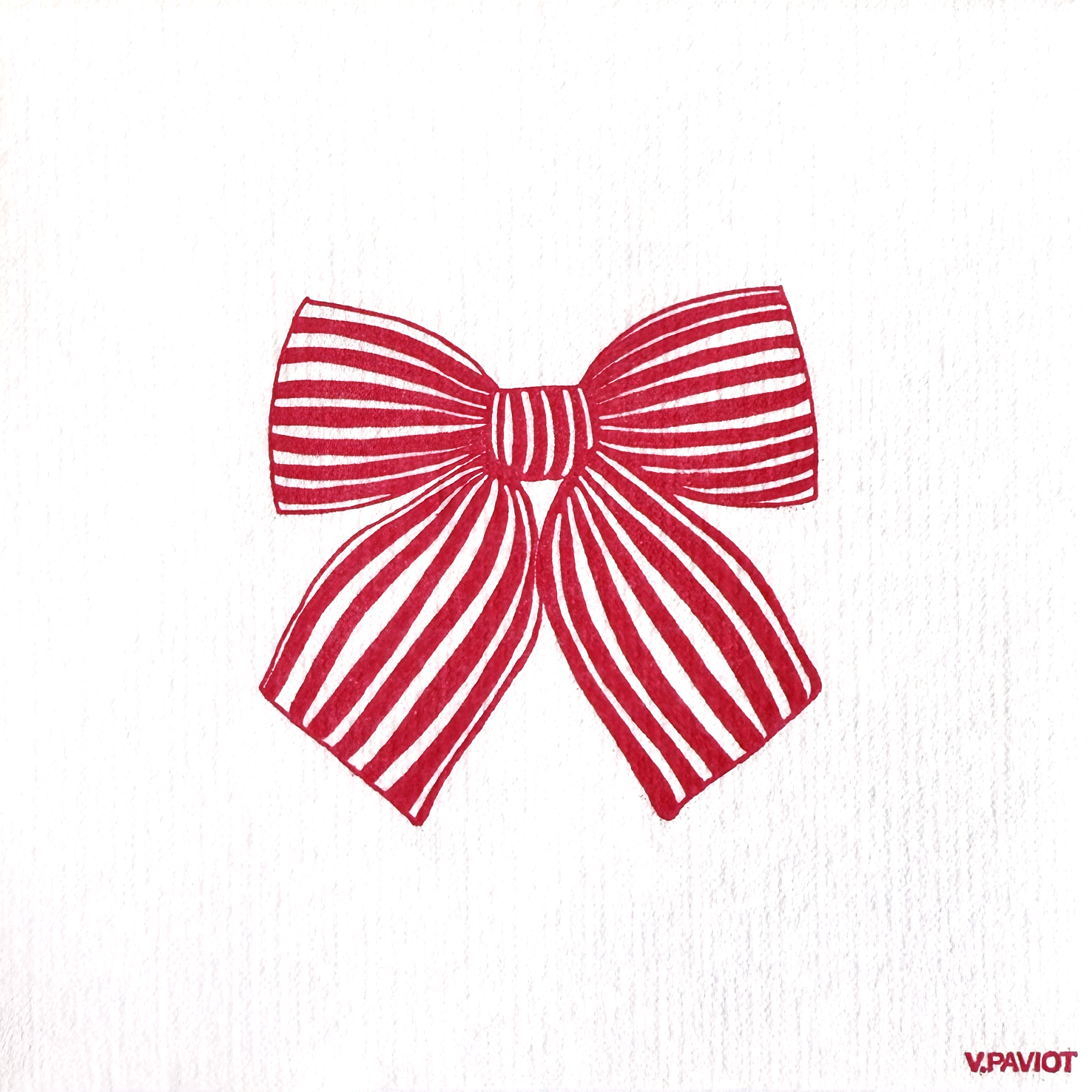 Lot de 20 serviettes intissées 25 x 25 cm noeud rouge fond blanc - francoise paviot