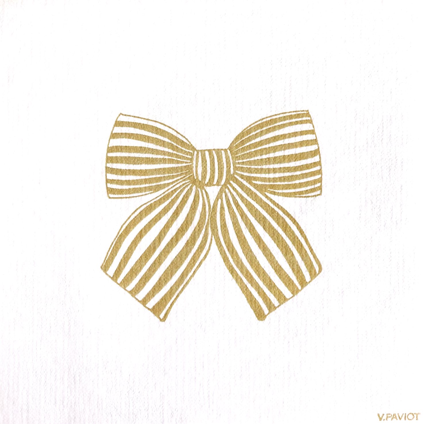 Lot de 20 serviettes intissées 25 x 25 cm noeud or fond blanc - francoise paviot