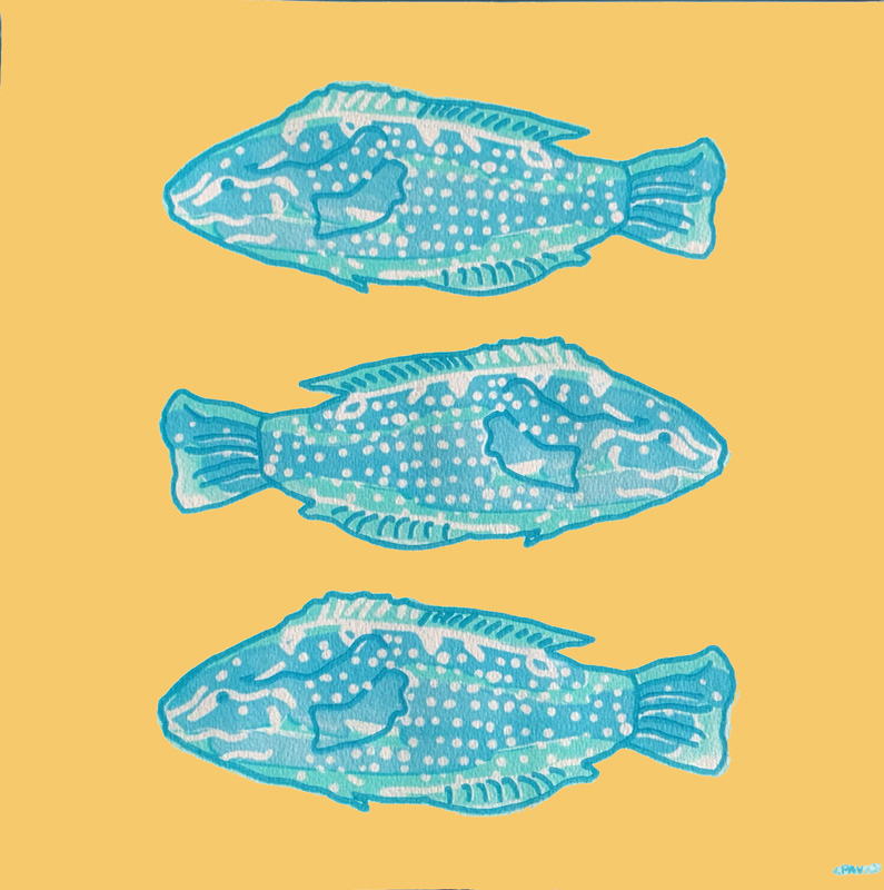 Lot de 20 serviettes intissées 25 x 25 cm poisson lumineux - francoise paviot