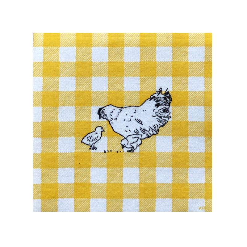 Lot de 20 serviettes de table intisse 25 x 25 cm poulette vichy jaune - francoise paviot